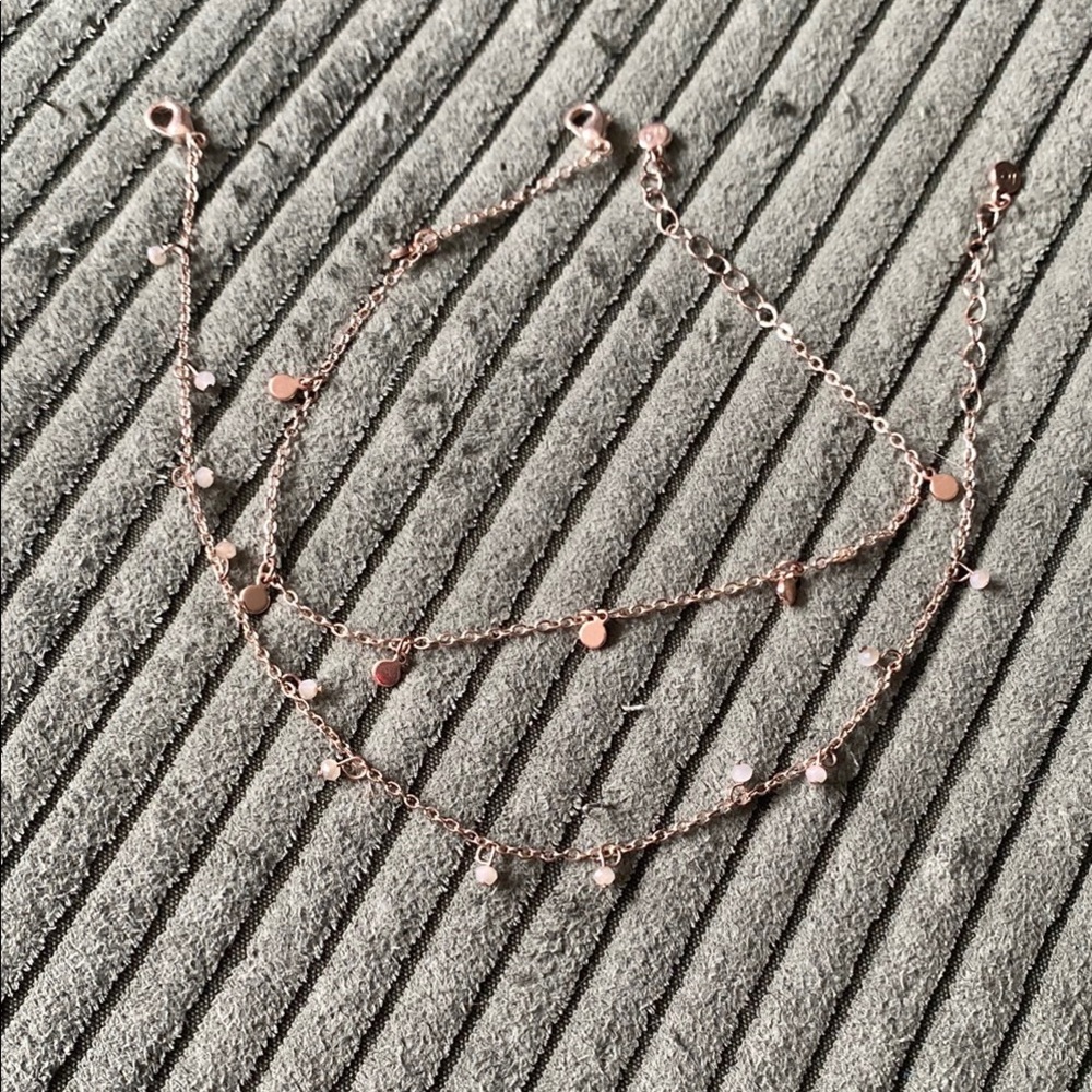 Lauren Conrad LC Set of Two Elegant Rose Gold Anklets NWOT